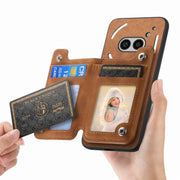 For Nothing Phone 2a Retro MagSafe Zipper Wallet Card Bag Back Phone Case(Brown)