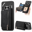 For Nothing Phone 2a Retro MagSafe Zipper Wallet Card Bag Back Phone Case(Black) - free shipping - PMC TechLife - Order now!