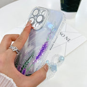 For iPhone 16e Electroplating Flowers Plants Texture Wristband TPU Phone Case(Sketch Lily FL9)