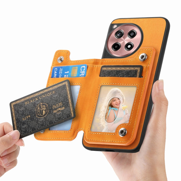For OnePlus Nord CE4 / Ace 3V Retro MagSafe Zipper Wallet Card Bag Back Phone Case(Yellow)