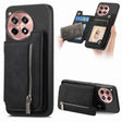 For OnePlus Ace 3 5G / 12R 5G Retro MagSafe Zipper Wallet Card Bag Back Phone Case(Black) - OnePlus Cases by PMC TechLife | Online Shopping South Africa | PMC TechLife | Buy Now Pay Later Mobicred