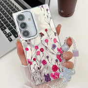 For Samsung Galaxy S25+ 5G Electroplating Flowers Plants Texture Wristband TPU Phone Case(Carnation FL7)