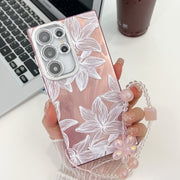 For Samsung Galaxy S25 Ultra 5G Electroplating Flowers Plants Texture Wristband TPU Phone Case(Sketch Lily FL9)
