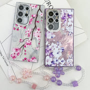 For Samsung Galaxy S25 5G Electroplating Flowers Plants Texture Wristband TPU Phone Case(Carnation FL7)