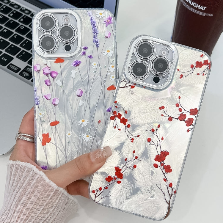 For iPhone 16e Electroplating Flower Texture TPU Phone Case(Yellow Wildflower SH6)