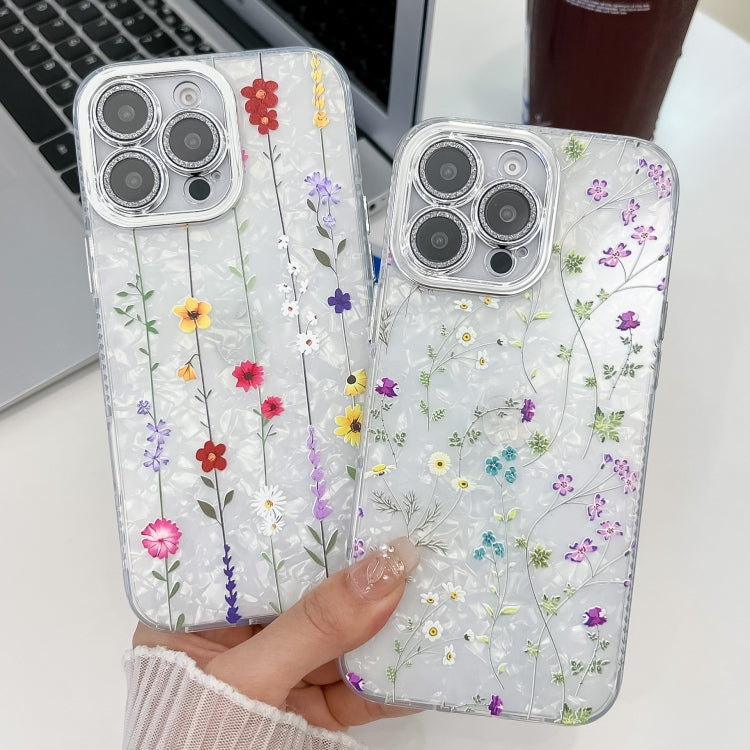 For iPhone 16e Electroplating Flower Texture TPU Phone Case(Wild Chrysanthemum SH5)