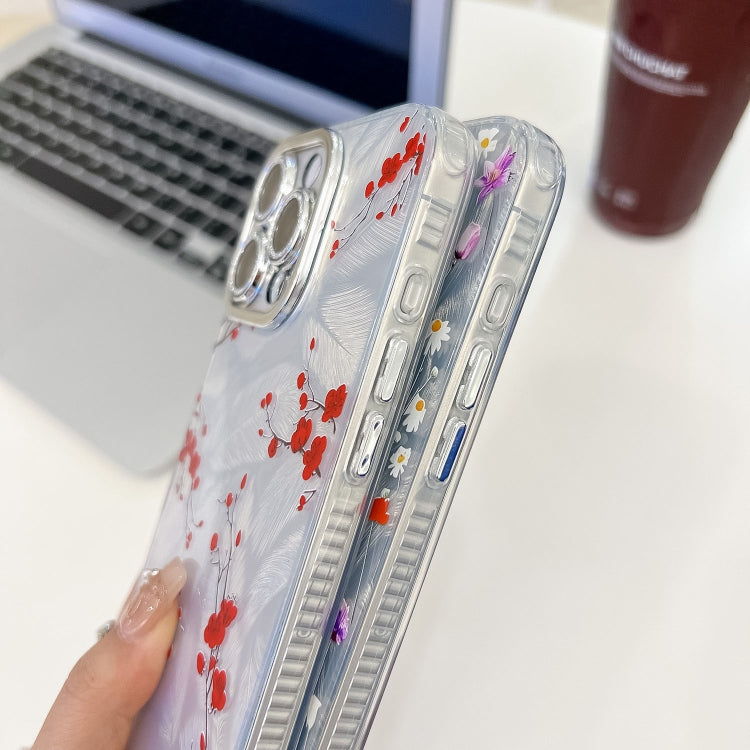 For iPhone 16e Electroplating Flower Texture TPU Phone Case(Wild Chrysanthemum SH5)