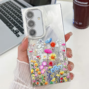 For Samsung Galaxy S25 5G Electroplating Flower Texture TPU Phone Case(Flowers SH4)