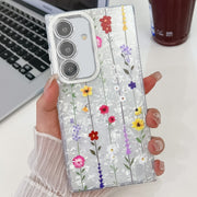 For Samsung Galaxy S25 5G Electroplating Flower Texture TPU Phone Case(Yellow Wildflower SH6)