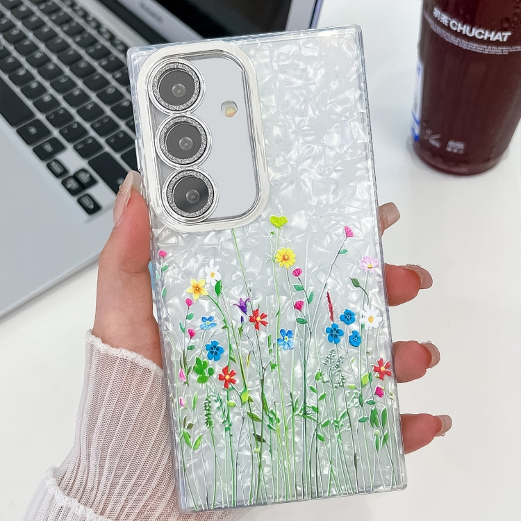 For Samsung Galaxy S25+ 5G Electroplating Flower Texture TPU Phone Case(Little Wildflower SH3)