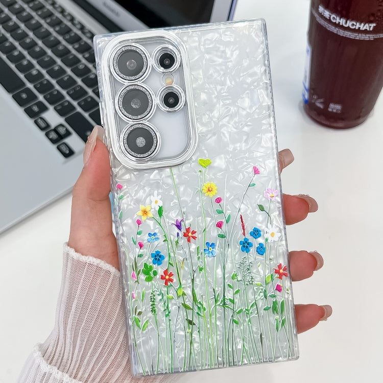 For Samsung Galaxy S25 Ultra 5G Electroplating Flower Texture TPU Phone Case(Little Wildflower SH3)