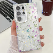 For Samsung Galaxy S25 Ultra 5G Electroplating Flower Texture TPU Phone Case(Wild Chrysanthemum SH5)