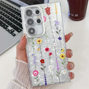 For Samsung Galaxy S25 Ultra 5G Electroplating Flower Texture TPU Phone Case(Yellow Wildflower SH6)