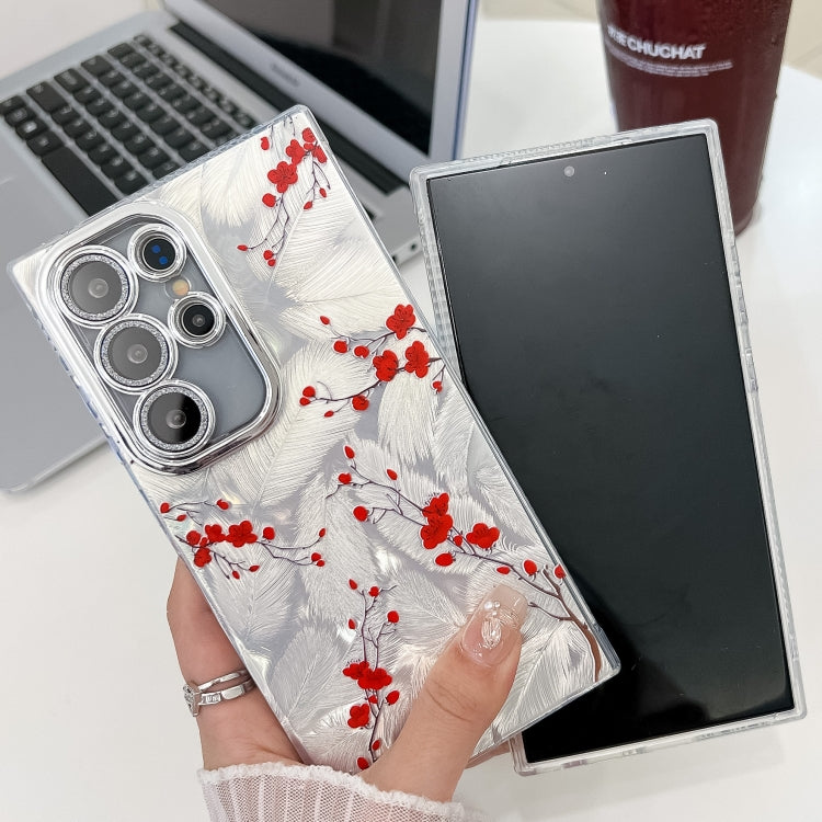 For Samsung Galaxy S25 5G Electroplating Flower Texture TPU Phone Case(Flowers SH4)