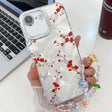 For iPhone 16e Electroplating Flower Texture Wristband TPU Phone Case(Red Plum Blossom SH2) - iPhone 16e Cases by PMC TechLife | Online Shopping South Africa | PMC TechLife | Buy Now Pay Later Mobicred