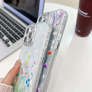 For iPhone 16e Electroplating Flower Texture Wristband TPU Phone Case(Flowers SH4)