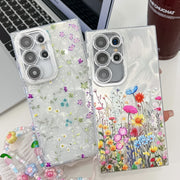 For Samsung Galaxy S25+ 5G Electroplating Flower Texture Wristband TPU Phone Case(Wild Chrysanthemum SH5)