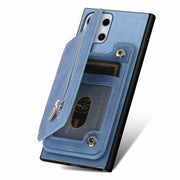 For Samsung Galaxy S25 Ultra 5G Retro MagSafe Zipper Wallet Card Bag Back Phone Case(Blue)