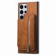For Samsung Galaxy S25 Ultra 5G Retro MagSafe Zipper Wallet Card Bag Back Phone Case(Brown)