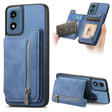 For Motorola Moto G 5G 2024 Retro MagSafe Zipper Wallet Card Bag Back Phone Case(Blue) - Motorola Cases by PMC TechLife | Online Shopping South Africa | PMC TechLife | Buy Now Pay Later Mobicred