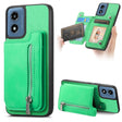 For Motorola Moto G35 Retro MagSafe Zipper Wallet Card Bag Back Phone Case(Green) - Motorola Cases by PMC TechLife | Online Shopping South Africa | PMC TechLife | Buy Now Pay Later Mobicred
