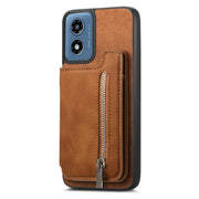 For Motorola Moto G35 Retro MagSafe Zipper Wallet Card Bag Back Phone Case(Brown)