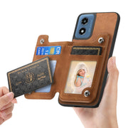 For Motorola Moto G35 Retro MagSafe Zipper Wallet Card Bag Back Phone Case(Brown)