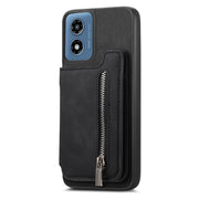 For Motorola Moto G35 Retro MagSafe Zipper Wallet Card Bag Back Phone Case(Black)