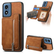 For Motorola Moto G55 Retro MagSafe Zipper Wallet Card Bag Back Phone Case(Brown) - Motorola Cases by PMC TechLife | Online Shopping South Africa | PMC TechLife | Buy Now Pay Later Mobicred