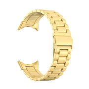 For Google Pixel Watch 3 45mm Three Beads Stainless Steel Folding Buckle Integrated Watch Band(Gold)