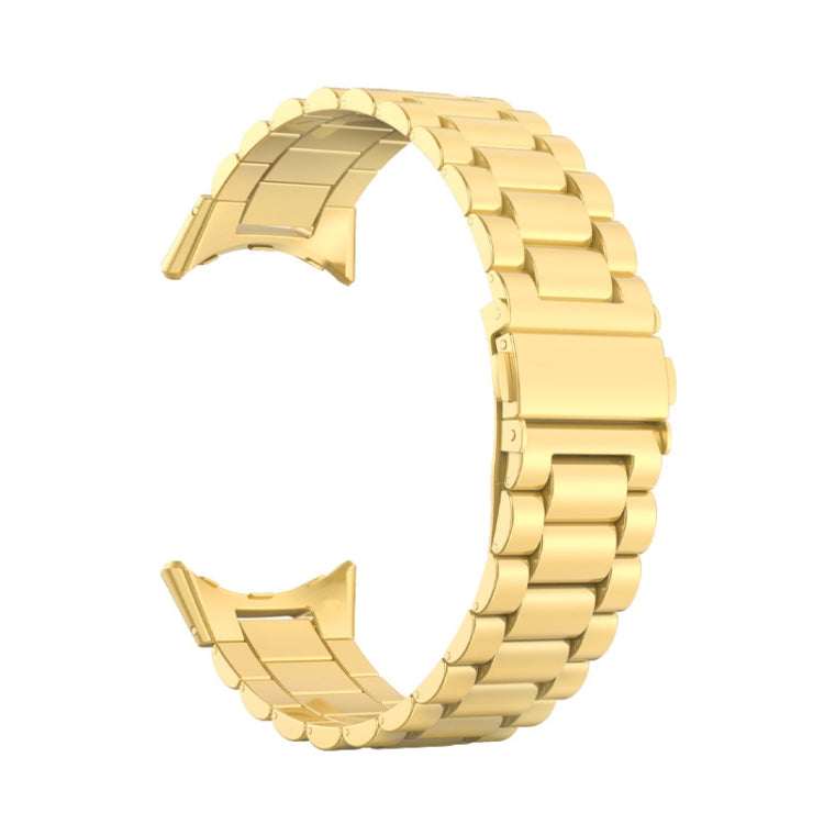 For Google Pixel Watch 3 45mm Three Beads Stainless Steel Folding Buckle Integrated Watch Band(Gold)