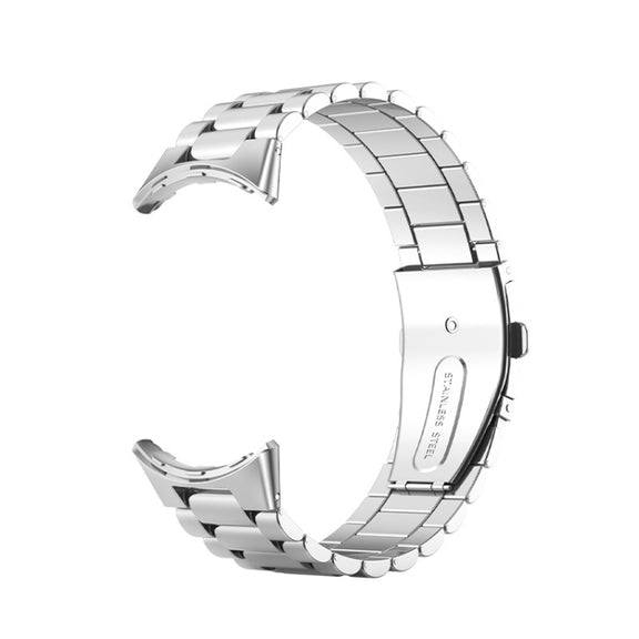 For Google Pixel Watch 3 45mm Three Beads Stainless Steel Folding Buckle Integrated Watch Band(Silver)
