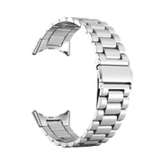 For Google Pixel Watch 3 45mm Three Beads Stainless Steel Folding Buckle Integrated Watch Band(Silver)