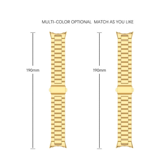 For Google Pixel Watch 3 45mm Three Beads Stainless Steel Folding Buckle Integrated Watch Band(Silver)