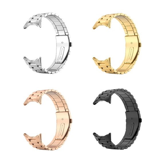 For Google Pixel Watch 3 45mm Three Beads Stainless Steel Folding Buckle Integrated Watch Band(Rose Gold)