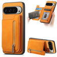 For Google Pixel 9 Pro XL Retro MagSafe Zipper Wallet Card Bag Back Phone Case(Yellow) - Google Cases by PMC TechLife | Online Shopping South Africa | PMC TechLife | Buy Now Pay Later Mobicred