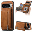 For Google Pixel 9 Pro XL Retro MagSafe Zipper Wallet Card Bag Back Phone Case(Brown) - Google Cases by PMC TechLife | Online Shopping South Africa | PMC TechLife | Buy Now Pay Later Mobicred