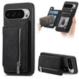 For Google Pixel 9 Pro XL Retro MagSafe Zipper Wallet Card Bag Back Phone Case(Black) - Google Cases by PMC TechLife | Online Shopping South Africa | PMC TechLife | Buy Now Pay Later Mobicred