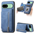 For Google Pixel 8a Retro MagSafe Zipper Wallet Card Bag Back Phone Case(Blue) - free shipping - PMC TechLife - Order now!