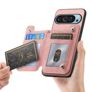 For Google Pixel 8a Retro MagSafe Zipper Wallet Card Bag Back Phone Case(Pink)