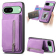 For Google Pixel 8a Retro MagSafe Zipper Wallet Card Bag Back Phone Case(Purple) - Google Cases by PMC TechLife | Online Shopping South Africa | PMC TechLife | Buy Now Pay Later Mobicred