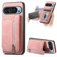 For Google Pixel 8 Pro Retro MagSafe Zipper Wallet Card Bag Back Phone Case(Pink) - Google Cases by PMC TechLife | Online Shopping South Africa | PMC TechLife | Buy Now Pay Later Mobicred