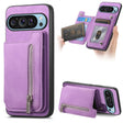 For Google Pixel 8 Pro Retro MagSafe Zipper Wallet Card Bag Back Phone Case(Purple) - Google Cases by PMC TechLife | Online Shopping South Africa | PMC TechLife | Buy Now Pay Later Mobicred