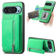 For Google Pixel 8 Pro Retro MagSafe Zipper Wallet Card Bag Back Phone Case(Green) - Google Cases by PMC TechLife | Online Shopping South Africa | PMC TechLife | Buy Now Pay Later Mobicred