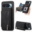 For Google Pixel 8 Pro Retro MagSafe Zipper Wallet Card Bag Back Phone Case(Black) - Google Cases by PMC TechLife | Online Shopping South Africa | PMC TechLife | Buy Now Pay Later Mobicred
