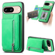For Google Pixel 8 Retro MagSafe Zipper Wallet Card Bag Back Phone Case(Green) - Google Cases by PMC TechLife | Online Shopping South Africa | PMC TechLife | Buy Now Pay Later Mobicred