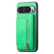 For Google Pixel 8 Retro MagSafe Zipper Wallet Card Bag Back Phone Case(Green)