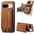 For Google Pixel 8 Retro MagSafe Zipper Wallet Card Bag Back Phone Case(Brown) - free shipping - PMC TechLife - Order now!