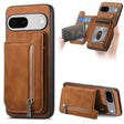 For Google Pixel 7a Retro MagSafe Zipper Wallet Card Bag Back Phone Case(Brown) - Google Cases by PMC TechLife | Online Shopping South Africa | PMC TechLife | Buy Now Pay Later Mobicred