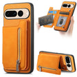 For Google Pixel 7 Pro Retro MagSafe Zipper Wallet Card Bag Back Phone Case(Yellow) - Google Cases by PMC TechLife | Online Shopping South Africa | PMC TechLife | Buy Now Pay Later Mobicred